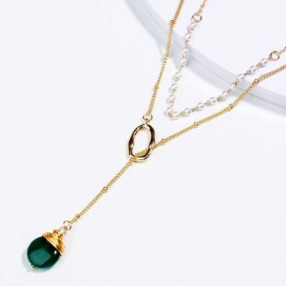 Multi-Strand pearl and gem drop necklace - Picture 5 of 5